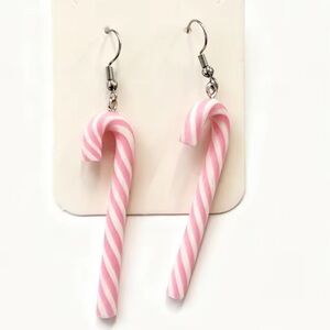 $3 Pink and White Candy Cane Earrings New $3 WHEN BUNDLED WITH 3 OR MORE ITEMS